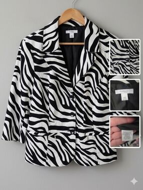 dressbarn Black and White Zebra-Print Blazer